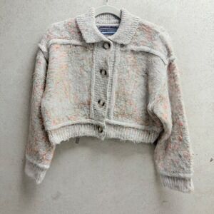 Urban Outfitters Kimchi Blue XS Cropped Knit Button‎ Up Multicolor Boho Sweater
